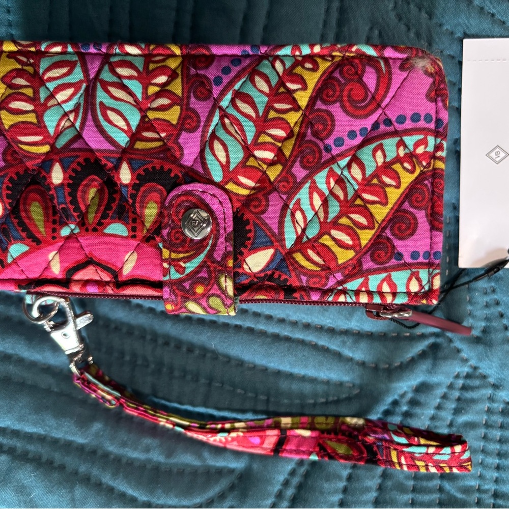 Vera Bradley Pink and Red Patterned Wristlet Phone Case